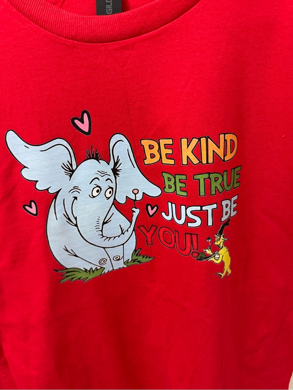 Gildan Red Kids Tee with Elephant "Be Kind Be True" Graphic - Picture 3 of 6